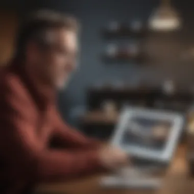 User Analysis of Wi-Fi Providers User reviewing Wi-Fi options on a laptop