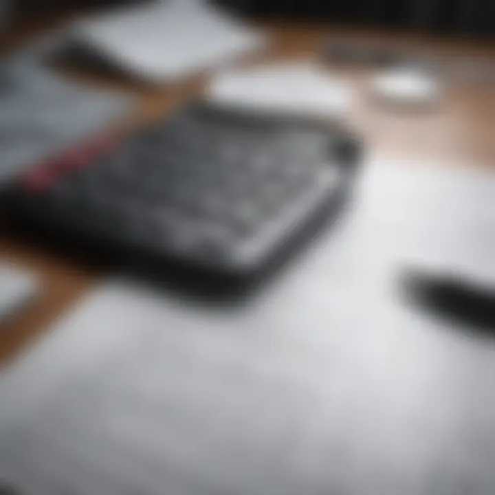 Effective Financial Planning Tools A calculator and financial documents for personal finance planning.