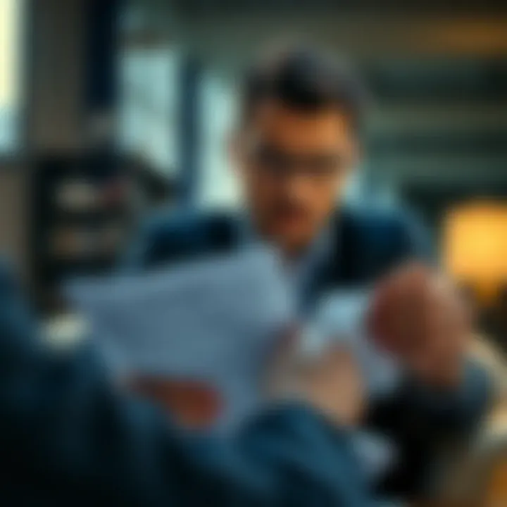 A person reviewing loan terms on a document.