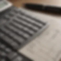 A close-up of a financial calculator and a notebook with savings plans